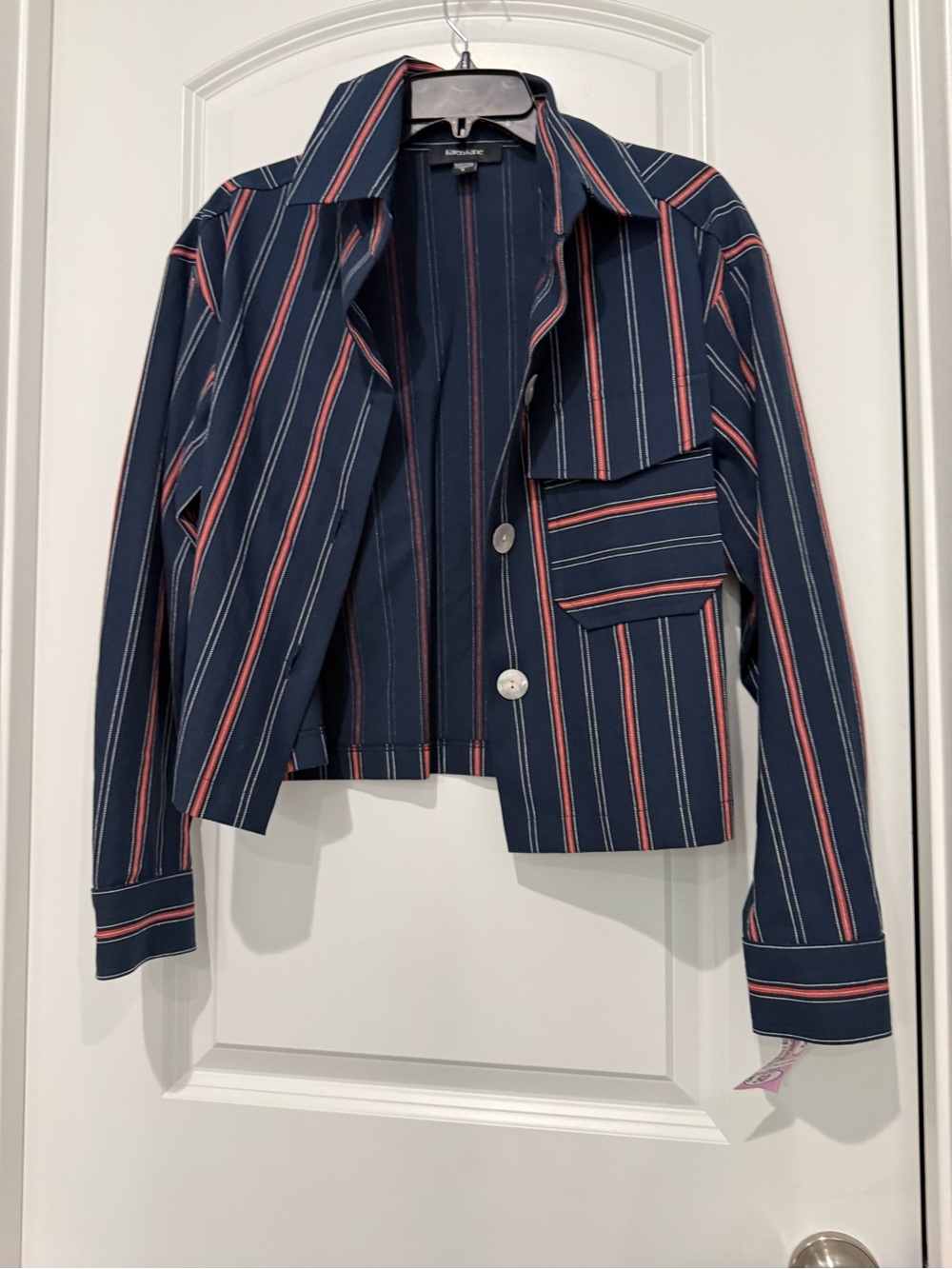 Karen Kane Navy Blazer with Red & White Stripes